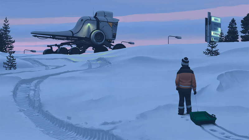 Illustration for article titled Cool paintings show the everyday life of a post-futuristic world